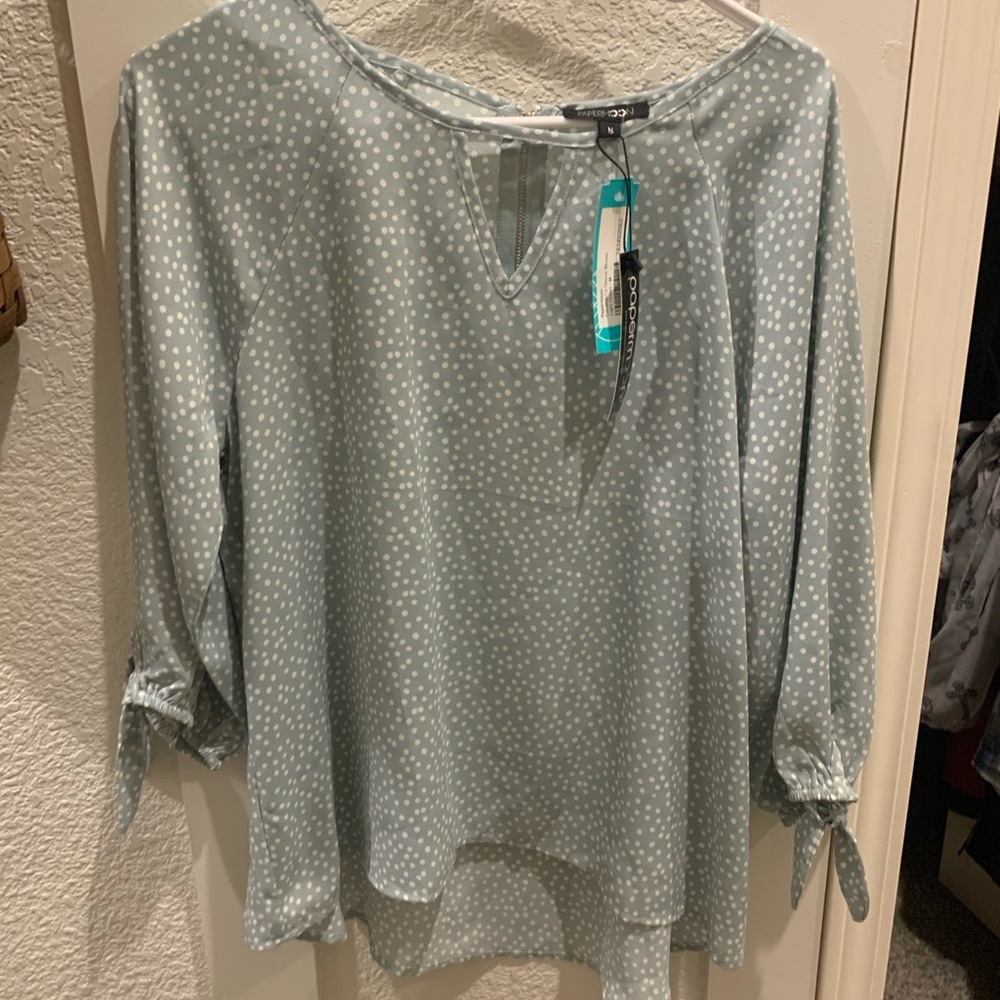 Papermoon Green Tie Front Blouse Relaxed Fit
